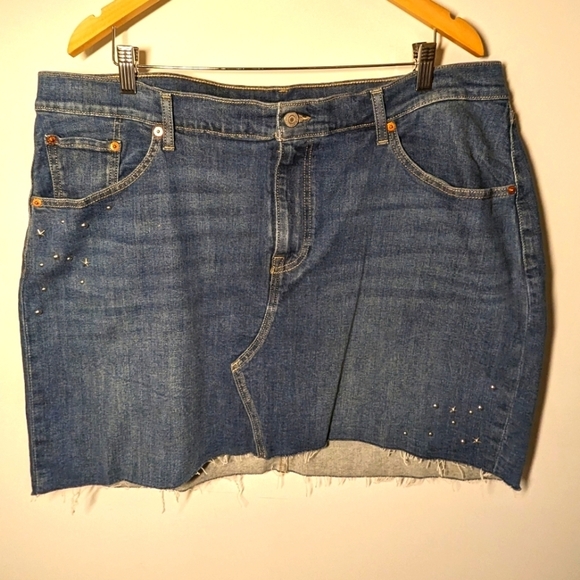 Levi's high rise denim Mini skirt, With stars, Sz 18W New With Tags - Picture 8 of 14